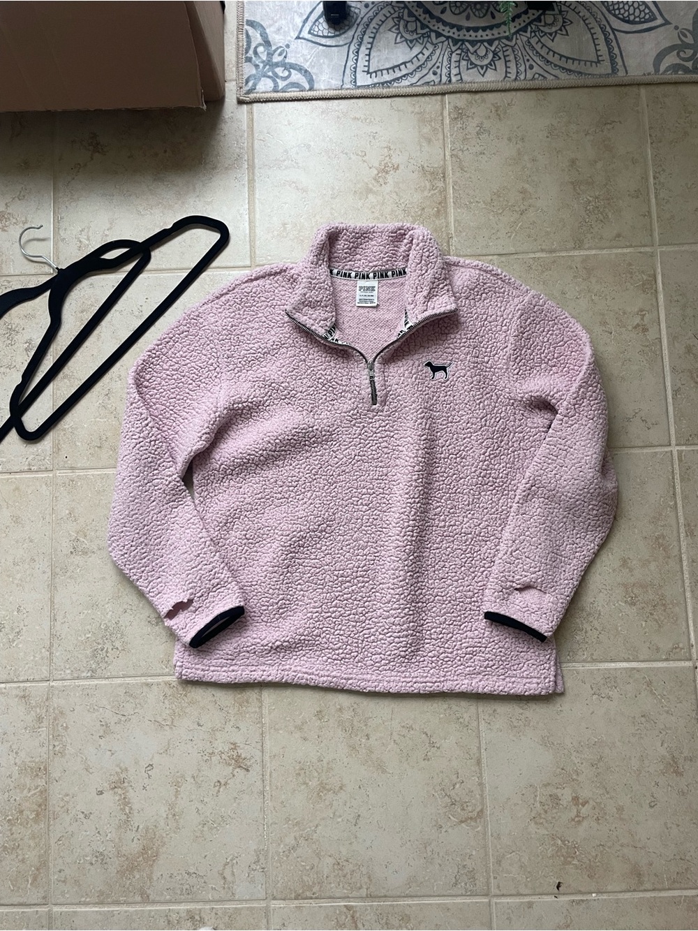 PINK Victoria's Secret Light Pink Sherpa Half-Zip Pullover